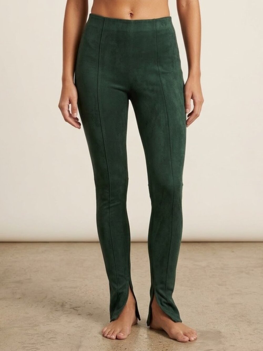 NWT Polo Ralph Lauren Stretch Suede Leather Leggings in Green Skinny Pant M $998